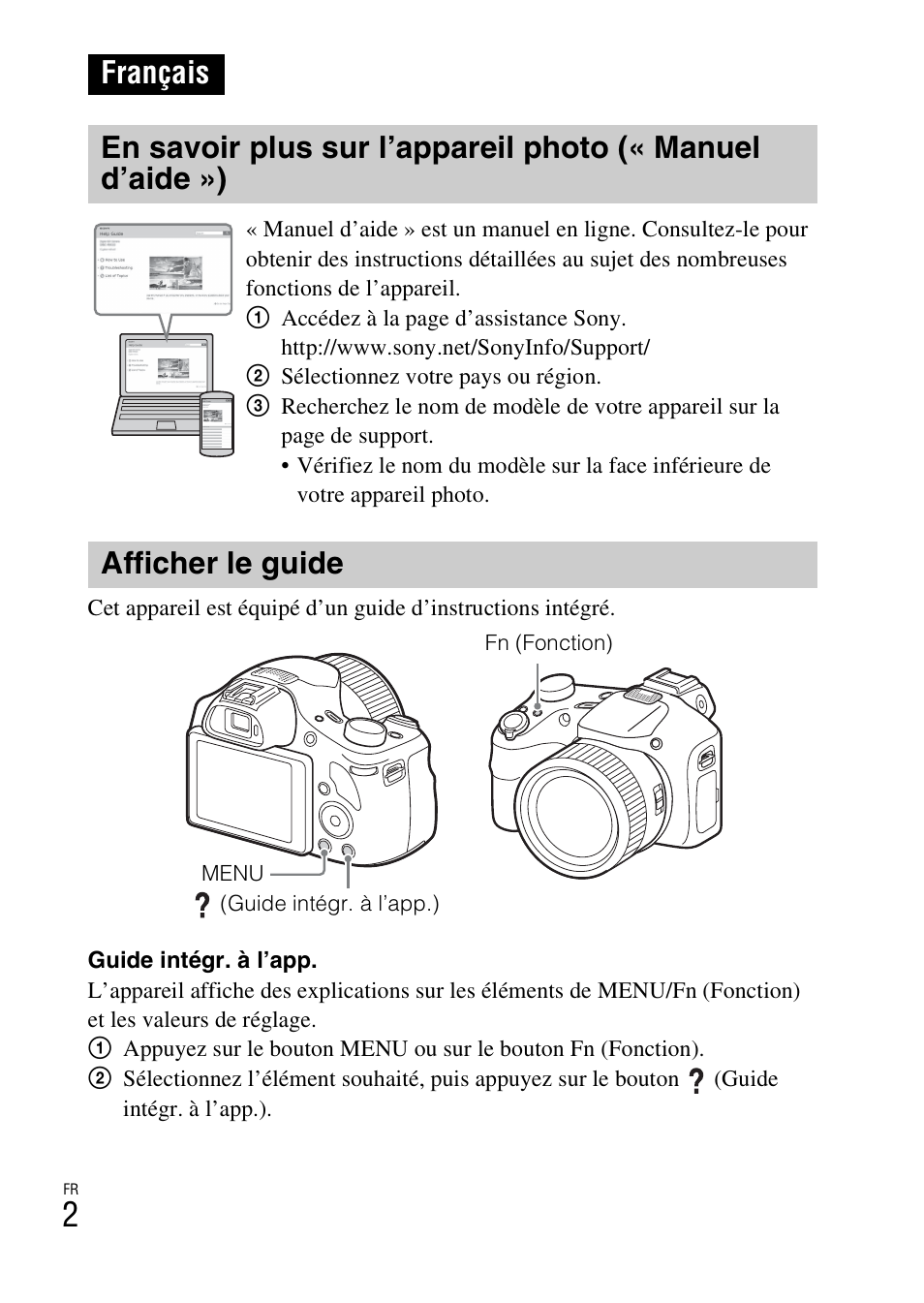 Français, Afficher le guide | Sony DSC-HX400V User Manual | Page 38 / 539