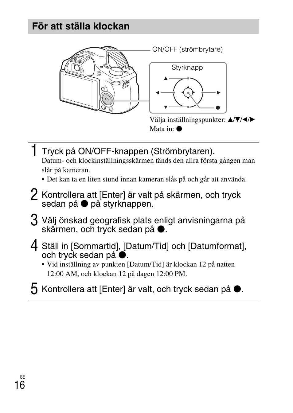 För att ställa klockan | Sony DSC-HX400V User Manual | Page 418 / 539