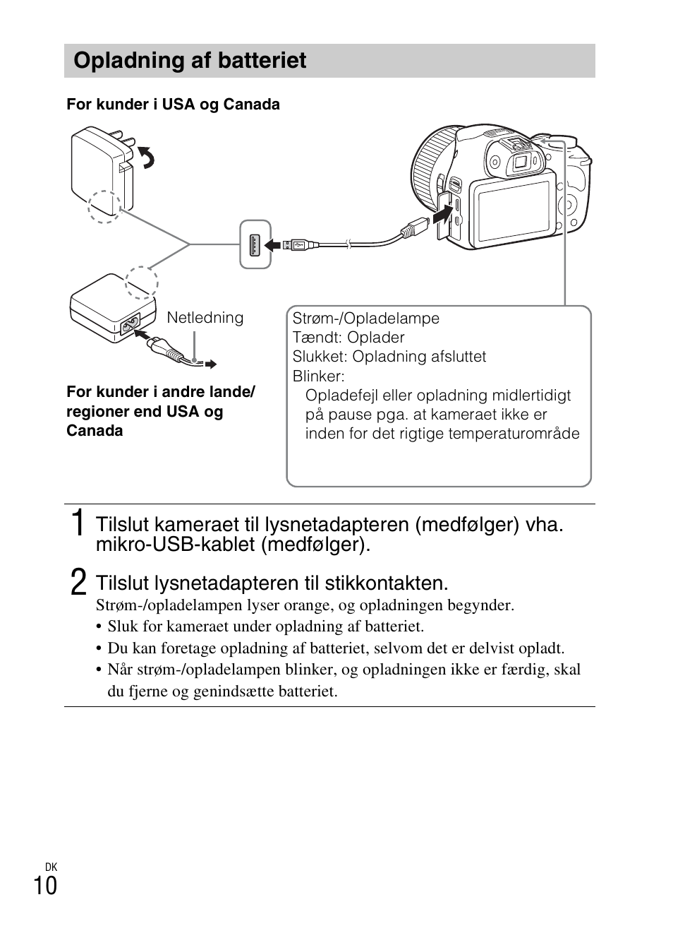 Opladning af batteriet | Sony DSC-HX400V User Manual | Page 514 / 539