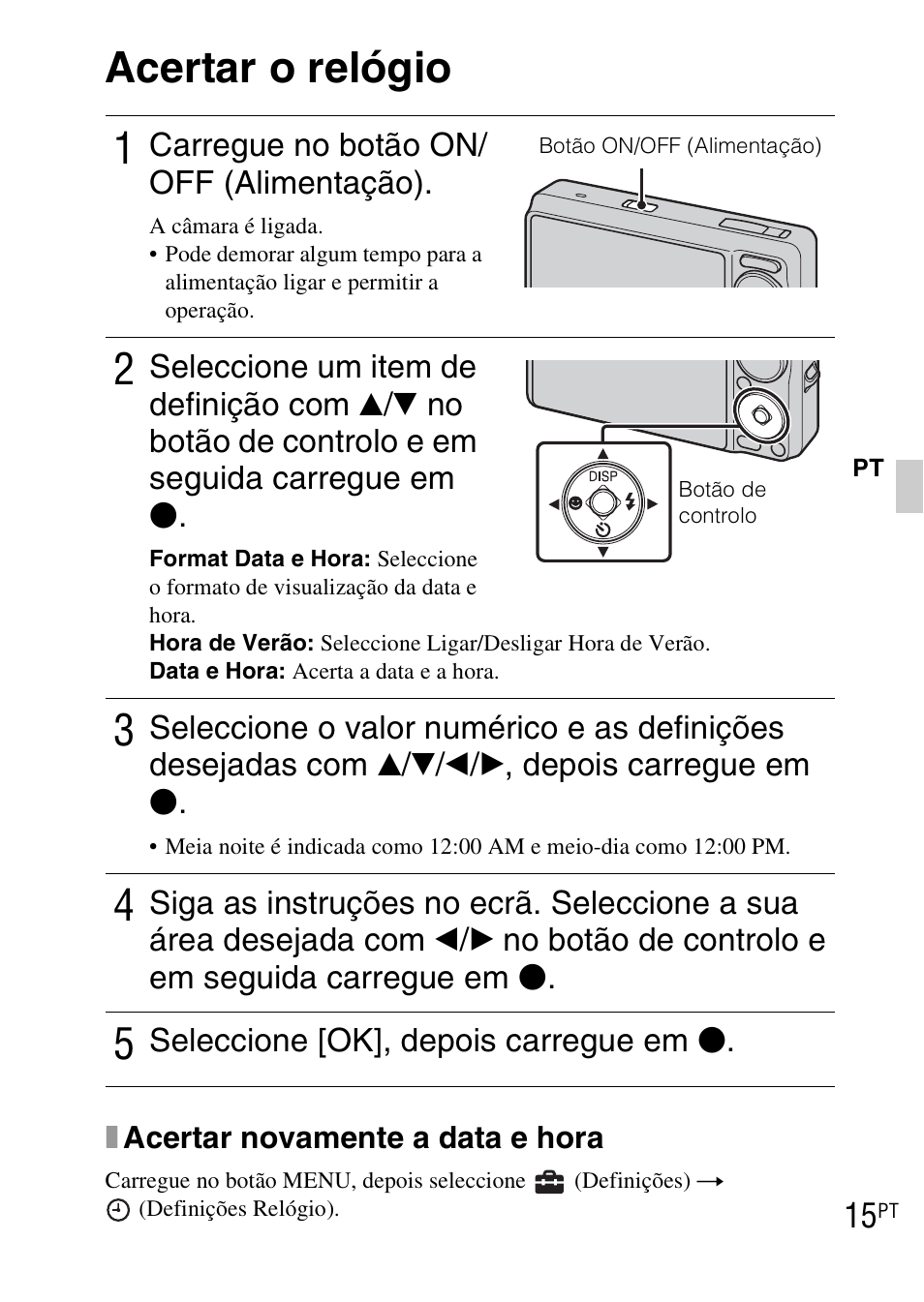 Acertar o relógio | Sony DSC-WX1 User Manual | Page 111 / 483