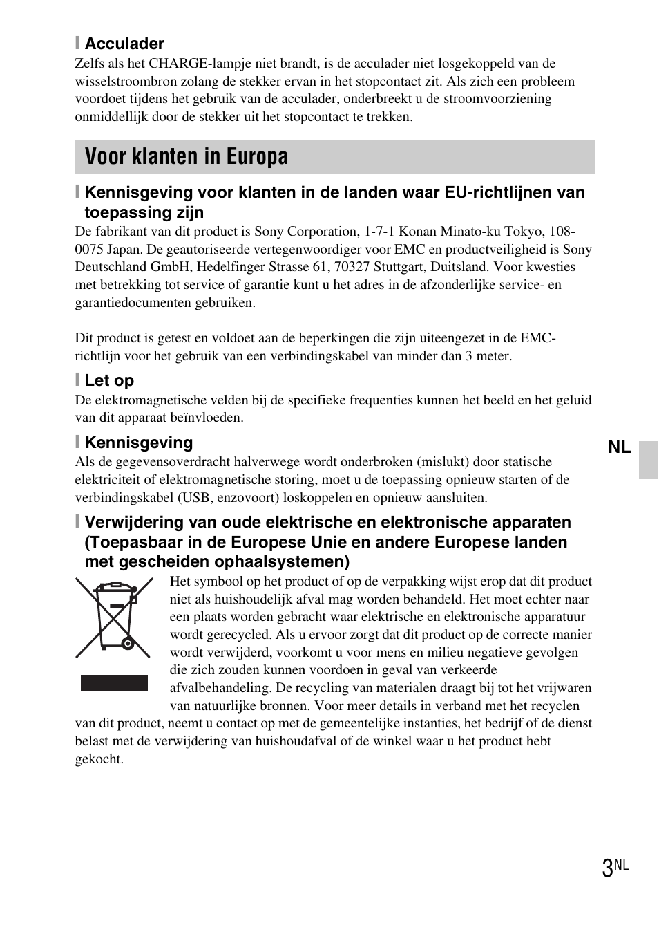 Voor klanten in europa | Sony DSC-WX1 User Manual | Page 149 / 483
