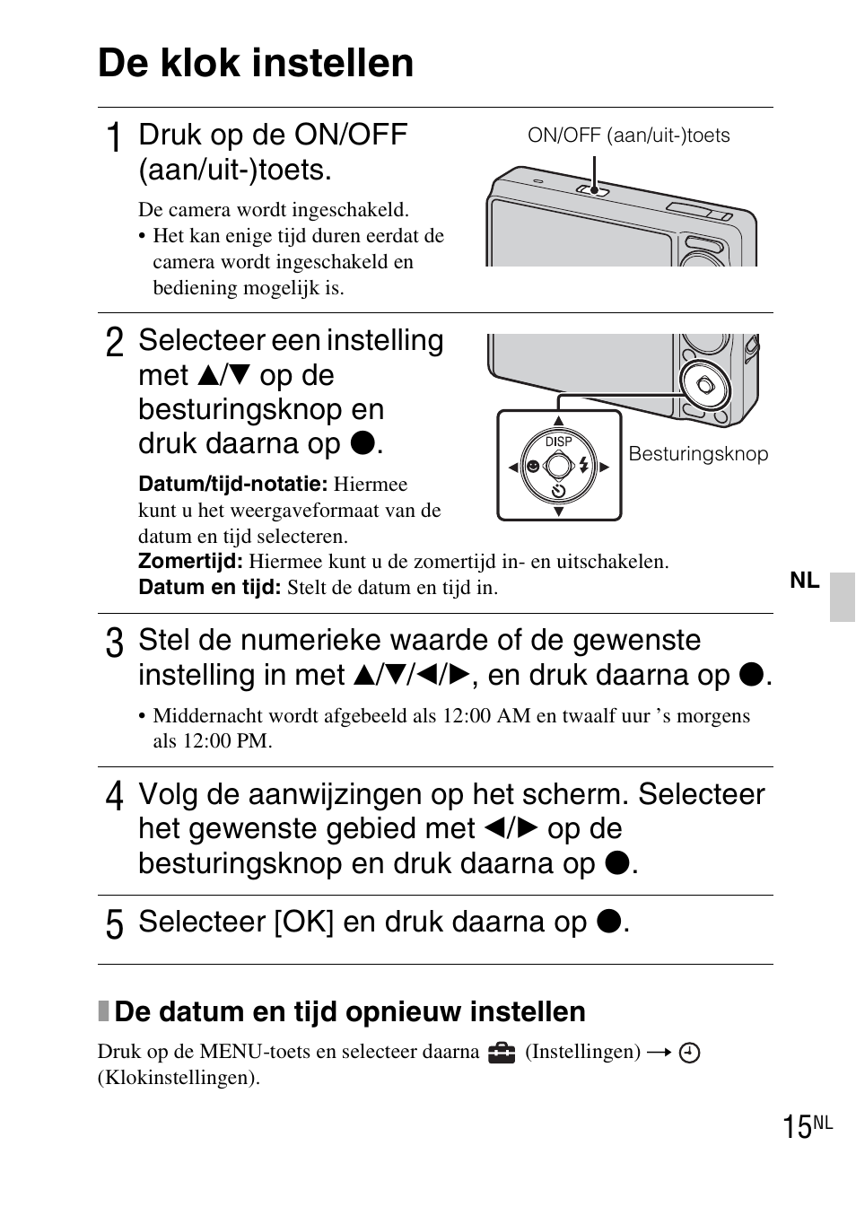 De klok instellen | Sony DSC-WX1 User Manual | Page 161 / 483