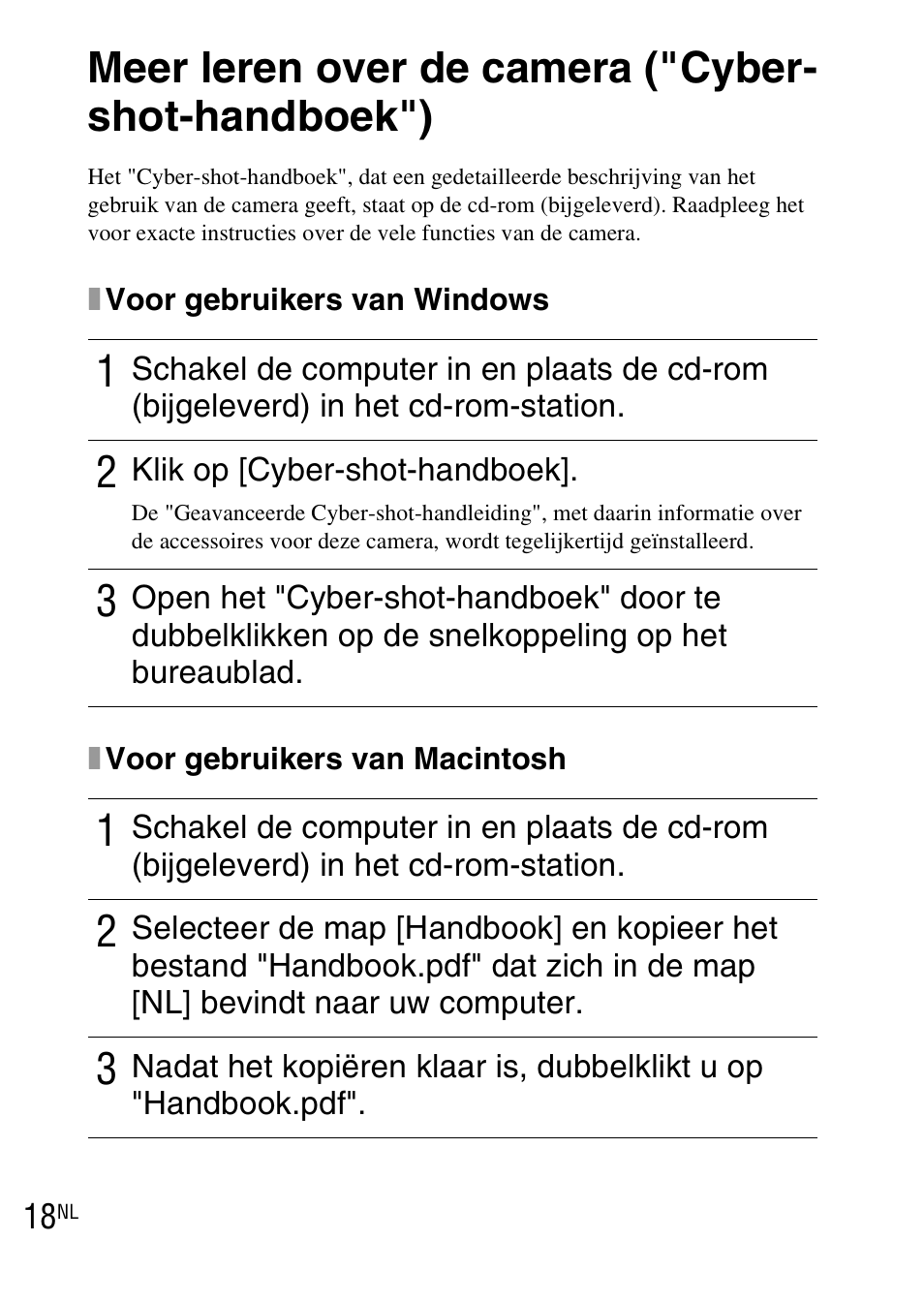 Meer leren over de camera ("cyber- shot-handboek"), Meer leren over de camera ("cyber-shot-handboek") | Sony DSC-WX1 User Manual | Page 164 / 483