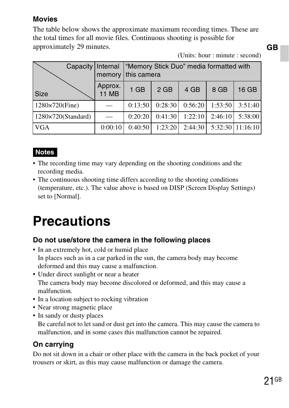 Precautions | Sony DSC-WX1 User Manual | Page 21 / 483