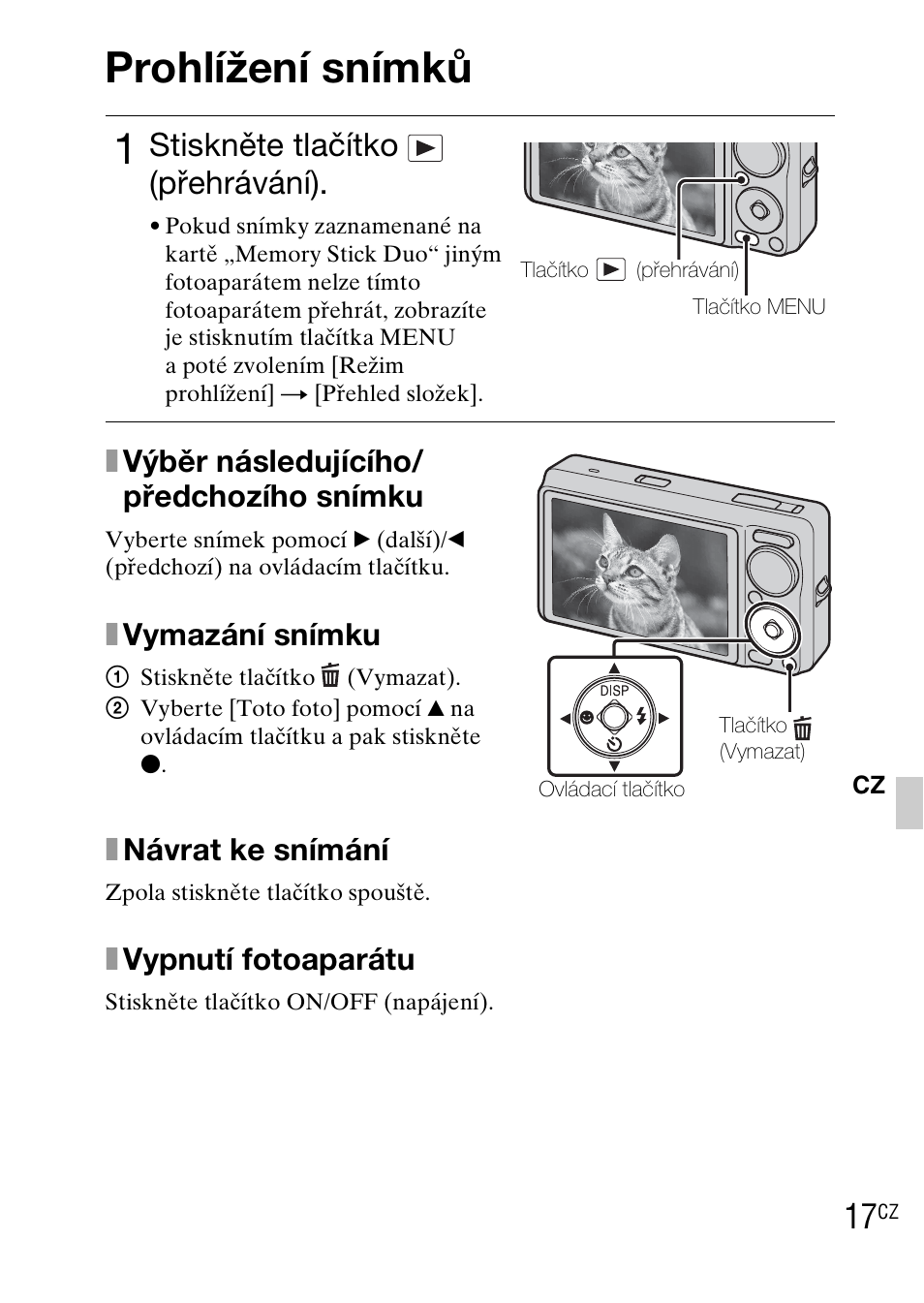 Prohlížení snímků, Stiskněte tlačítko (přehrávání) | Sony DSC-WX1 User Manual | Page 213 / 483