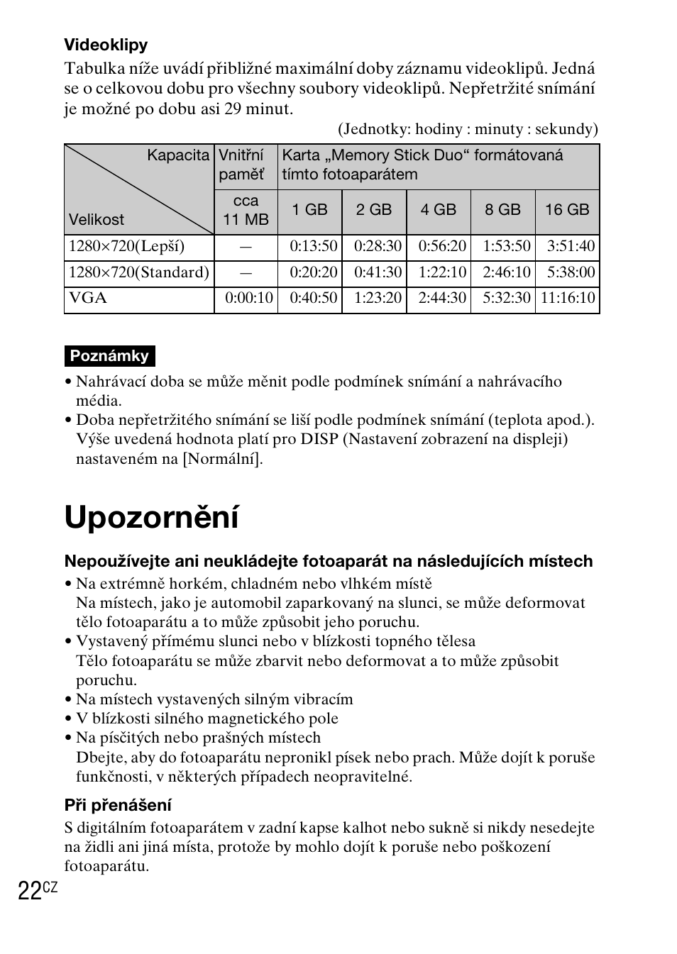 Upozornění | Sony DSC-WX1 User Manual | Page 218 / 483