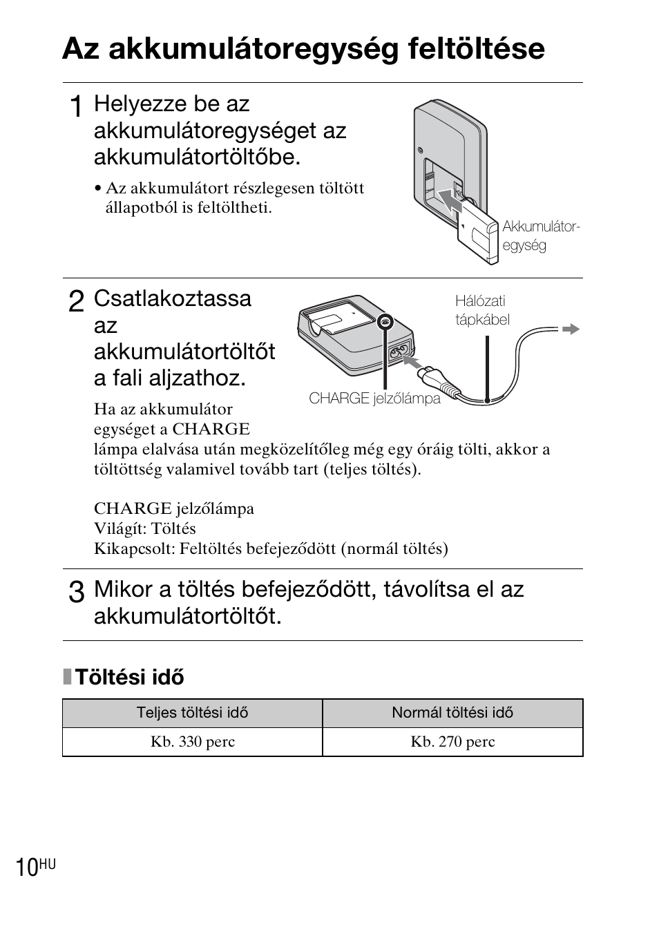 Az akkumulátoregység feltöltése | Sony DSC-WX1 User Manual | Page 230 / 483