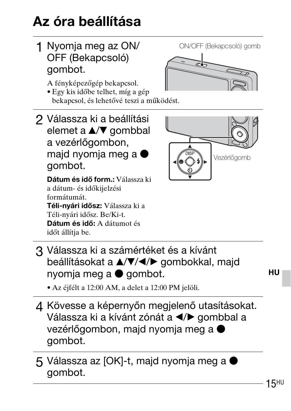 Az óra beállítása, Az óra beállítása 1 | Sony DSC-WX1 User Manual | Page 235 / 483