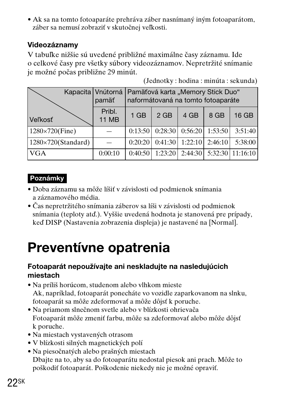 Preventívne opatrenia | Sony DSC-WX1 User Manual | Page 268 / 483