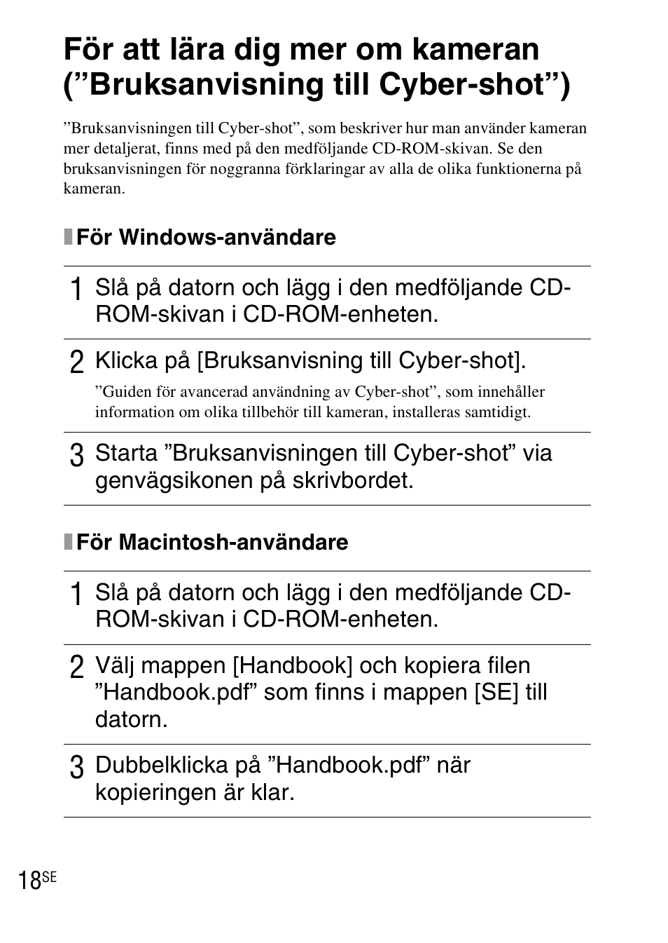 För att lära dig mer om kameran, Bruksanvisning till cyber-shot”) | Sony DSC-WX1 User Manual | Page 290 / 483