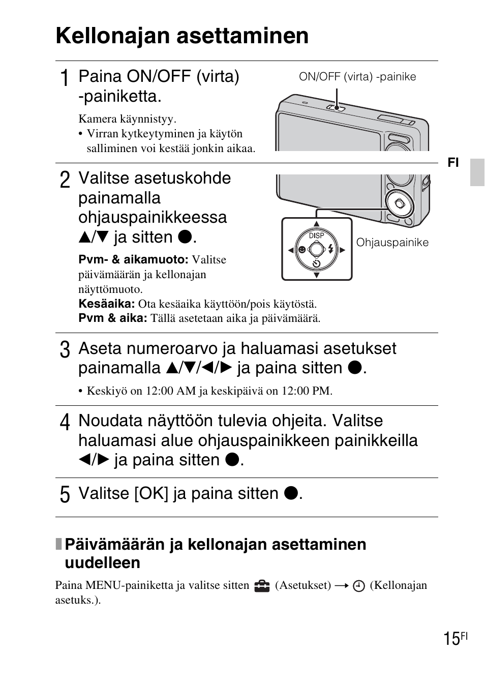 Kellonajan asettaminen | Sony DSC-WX1 User Manual | Page 311 / 483