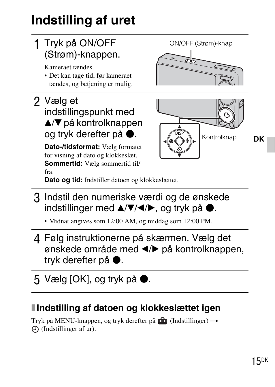 Indstilling af uret | Sony DSC-WX1 User Manual | Page 359 / 483