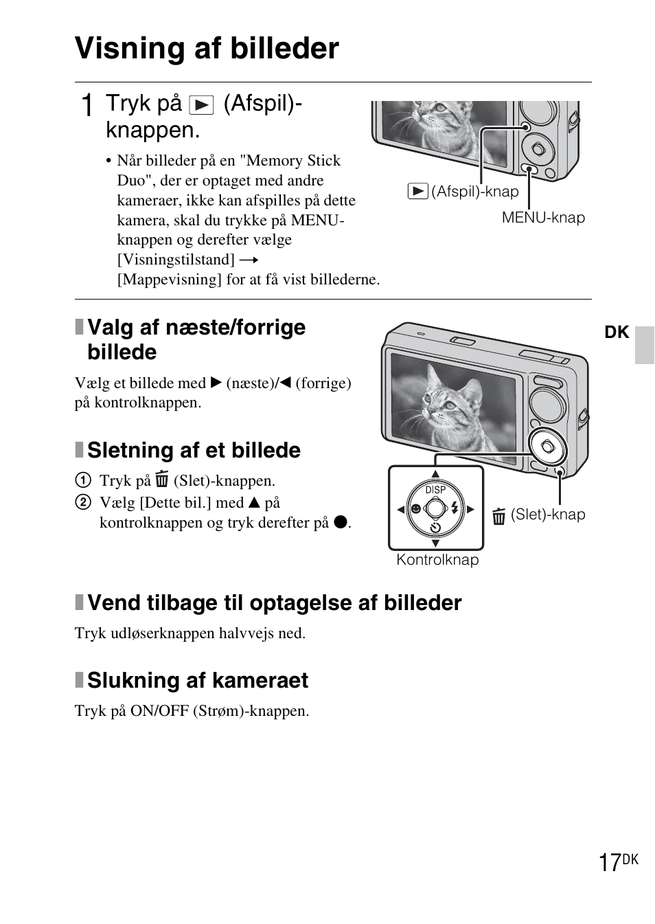 Visning af billeder, Tryk på (afspil)- knappen | Sony DSC-WX1 User Manual | Page 361 / 483