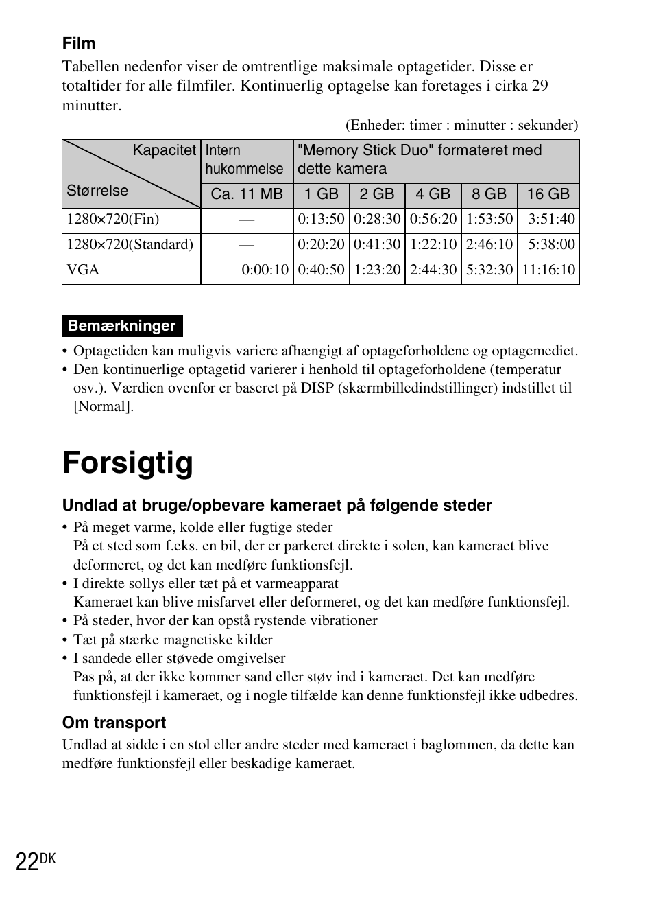 Forsigtig | Sony DSC-WX1 User Manual | Page 366 / 483