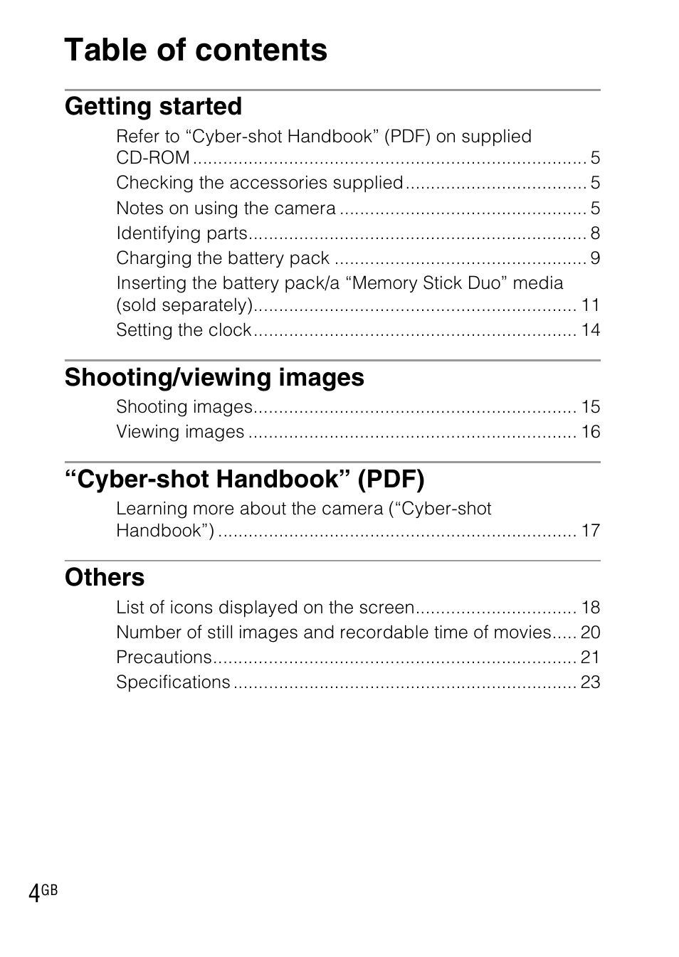 Sony DSC-WX1 User Manual | Page 4 / 483