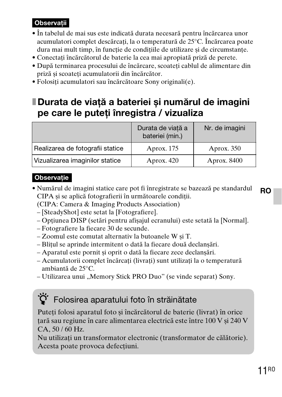 Folosirea aparatului foto în străinătate | Sony DSC-WX1 User Manual | Page 405 / 483