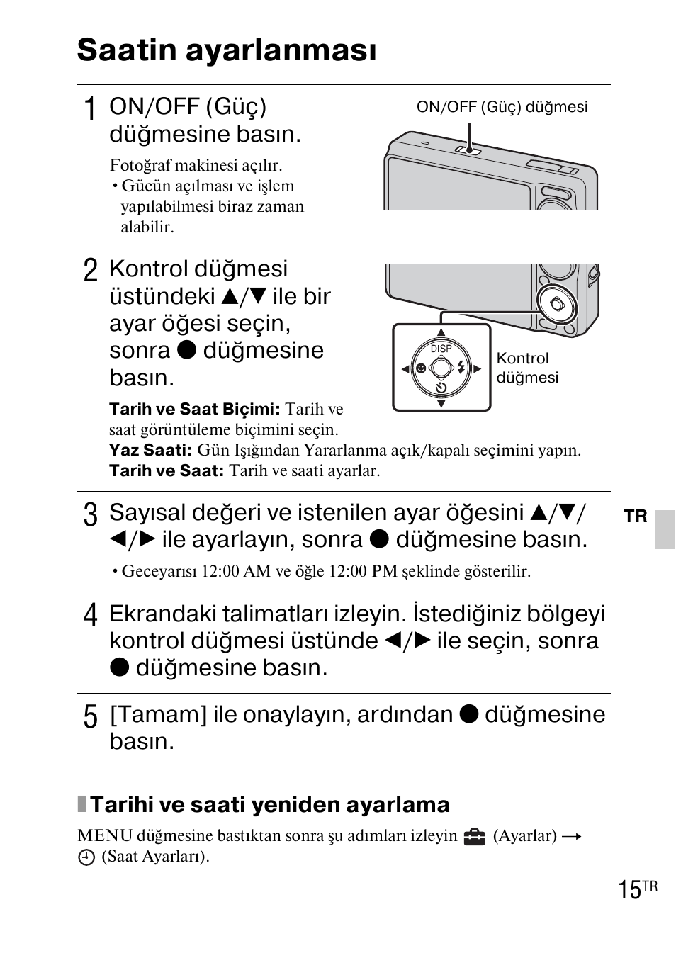 Saatin ayarlanması | Sony DSC-WX1 User Manual | Page 435 / 483