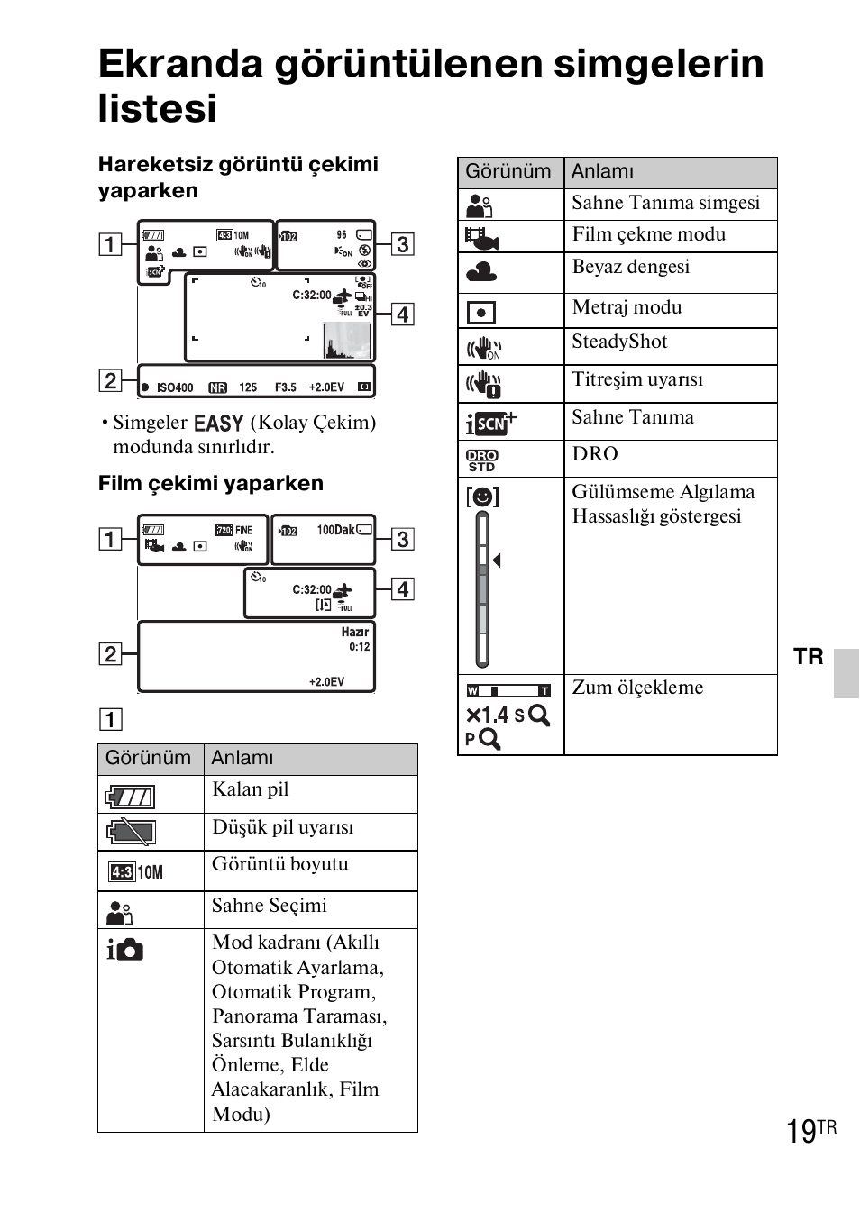 Ekranda görüntülenen simgelerin listesi | Sony DSC-WX1 User Manual | Page 439 / 483