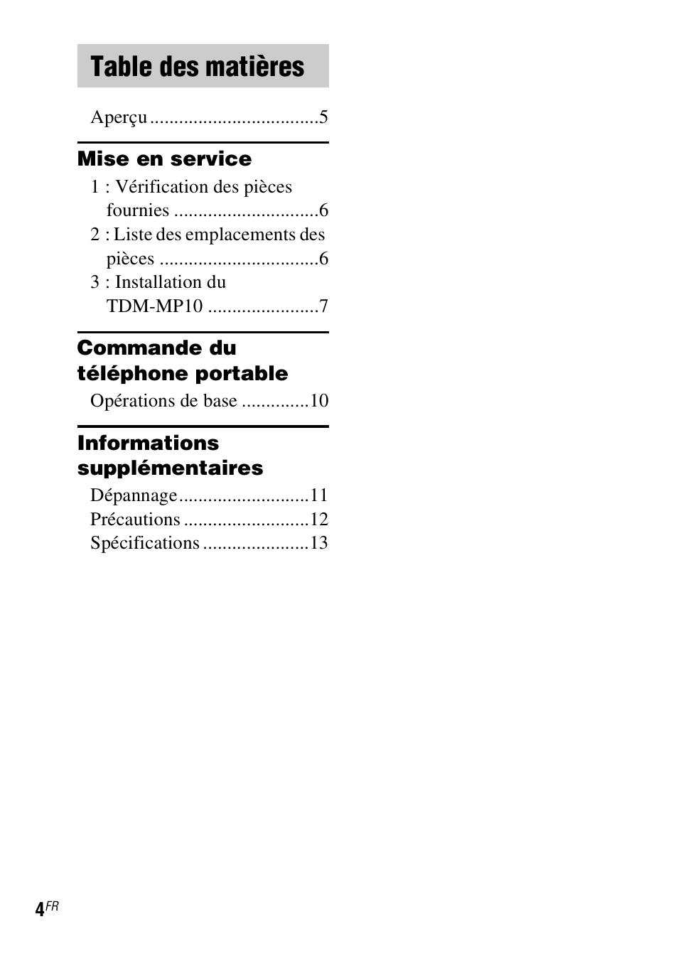 Sony TDM-MP10 User Manual | Page 16 / 128