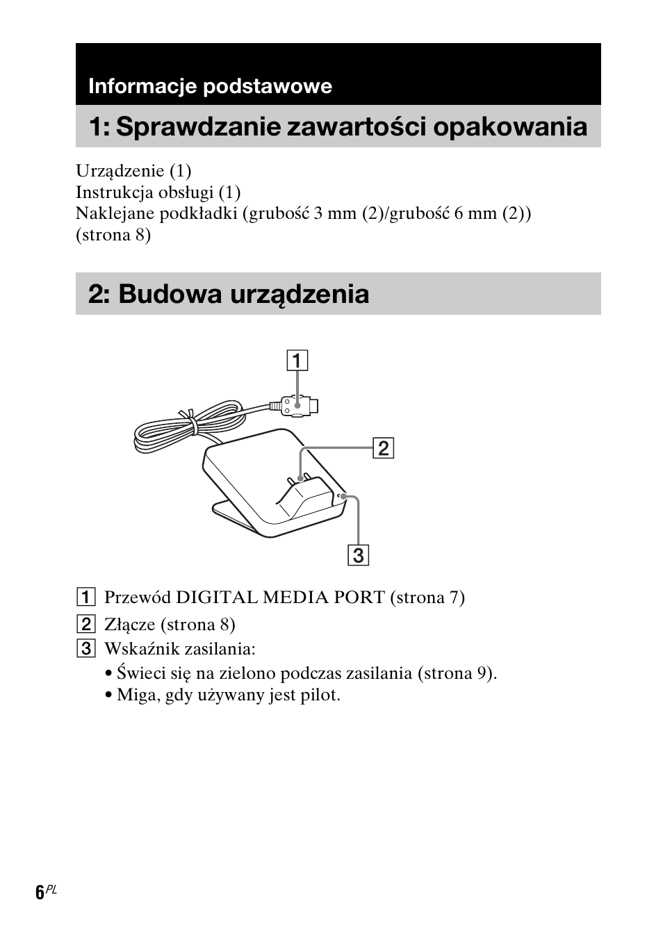 Informacje podstawowe, Sprawdzanie zawartości opakowania, Budowa urządzenia | Sprawdzanie zawartości, Opakowania | Sony TDM-MP10 User Manual | Page 90 / 128