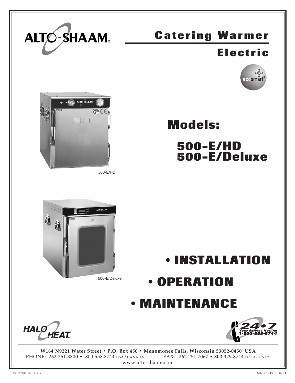 Alto-Shaam HALO HEAT 500-E/DELUXE User Manual | 25 pages