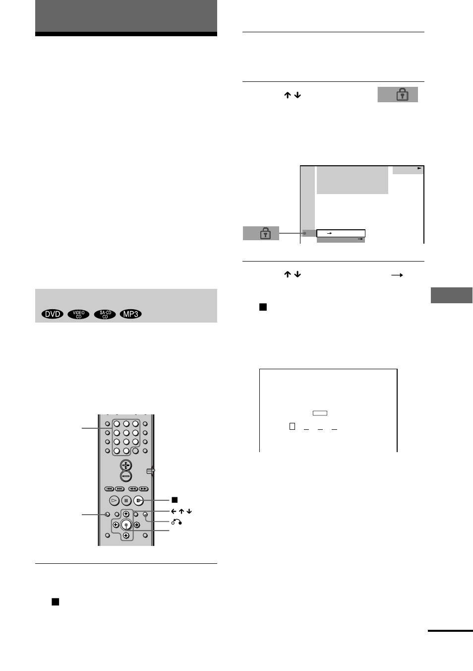 Bloqueo de discos, Uso de distintas funciones adicionales, Bloqueo de seguridad, reproduccion prohibida) | Bloqueo de seguridad | Sony DAV-S888 User Manual | Page 141 / 516