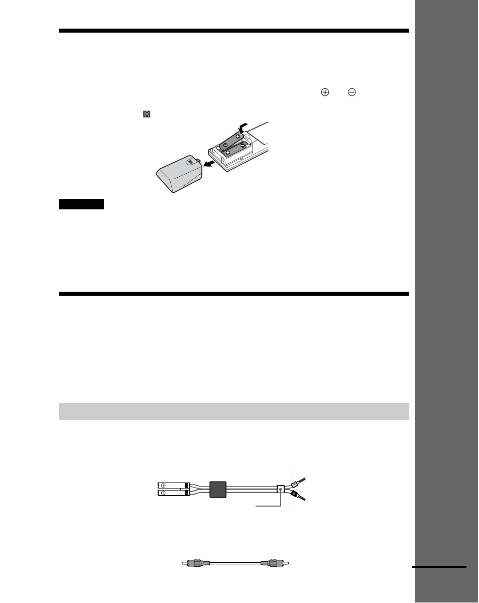 Schritt 1: anschließen eines lautsprechersystems, Einlegen von batterien in die fernbedienung | Sony DAV-S888 User Manual | Page 17 / 516
