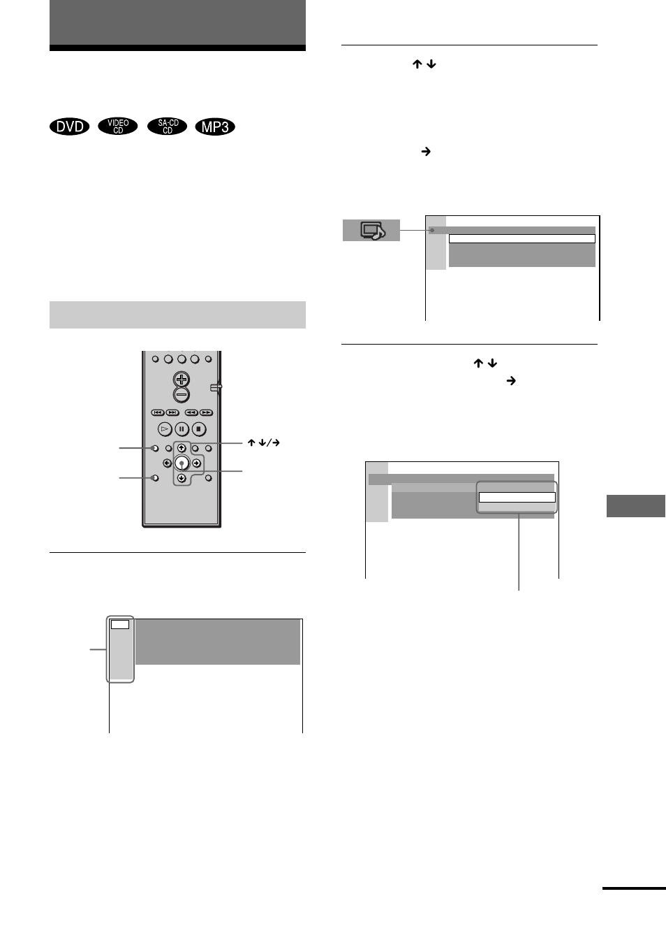 Gebruik van het instelscherm, Instellingen en afstelling en | Sony DAV-S888 User Manual | Page 237 / 516
