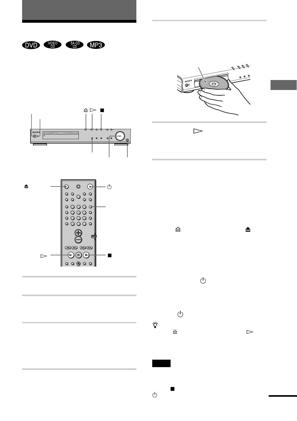 Riproduzione di dischi, Ripr oduzione di disc hi, Caricare un disco | Premere h, Accendere il televisore, Premere power sul sistema, Premere power sul subwoofer | Sony DAV-S888 User Manual | Page 375 / 516