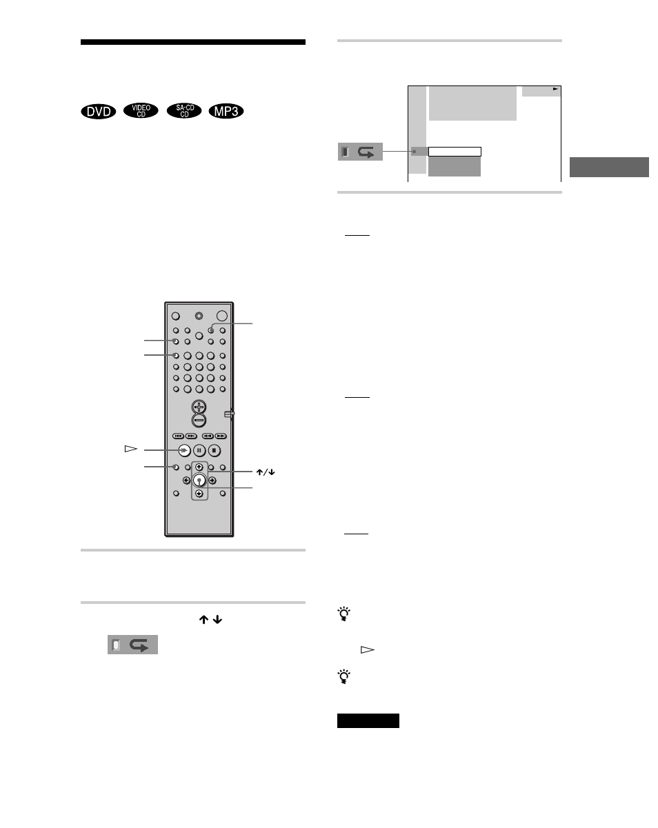 Wiederholte wiedergabe | Sony DAV-S888 User Manual | Page 39 / 516