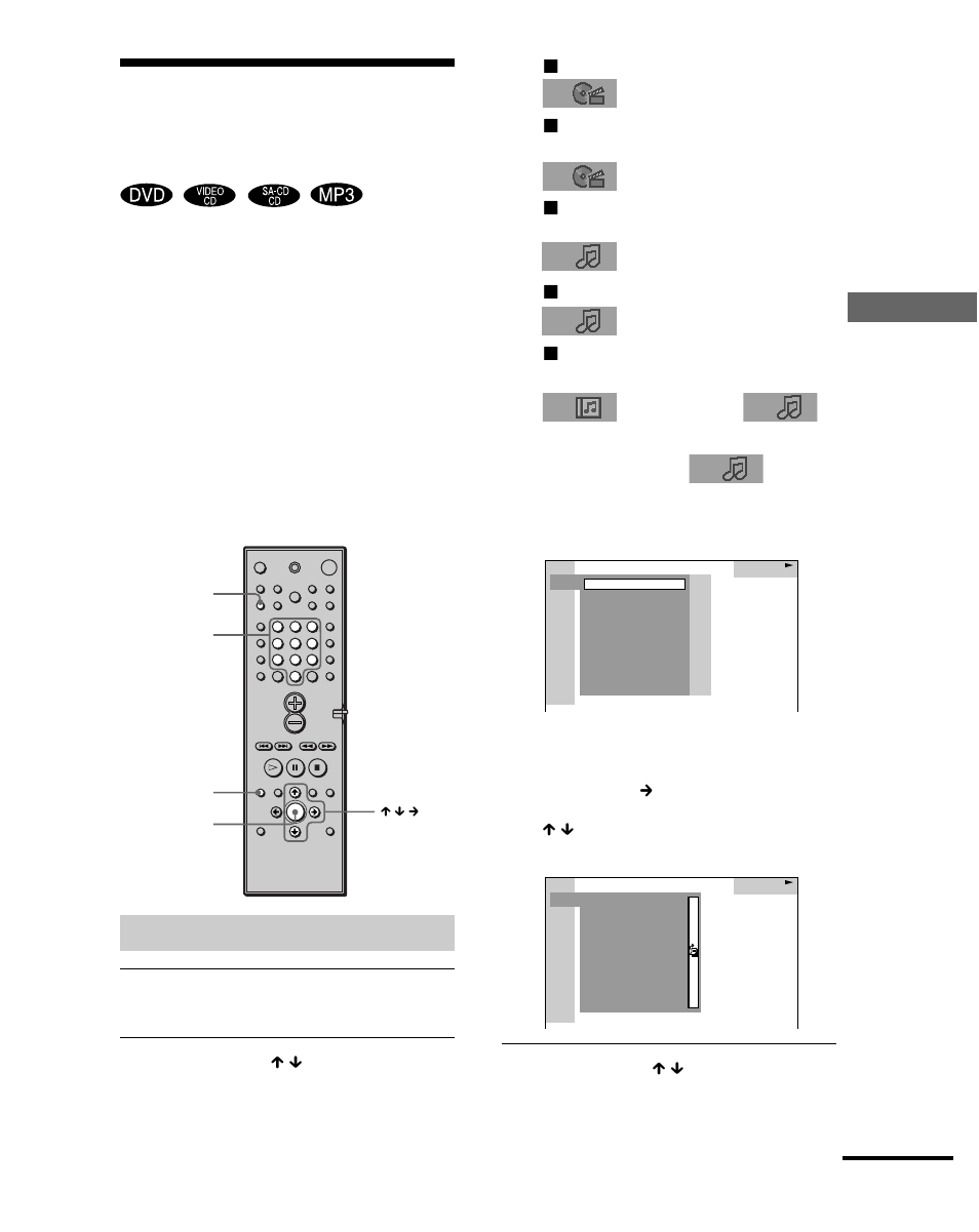 Suc hen nac h einer szene, Suchen nach titel/stück/album, Drücken sie dvd display. das steuermenü erscheint | Sony DAV-S888 User Manual | Page 41 / 516