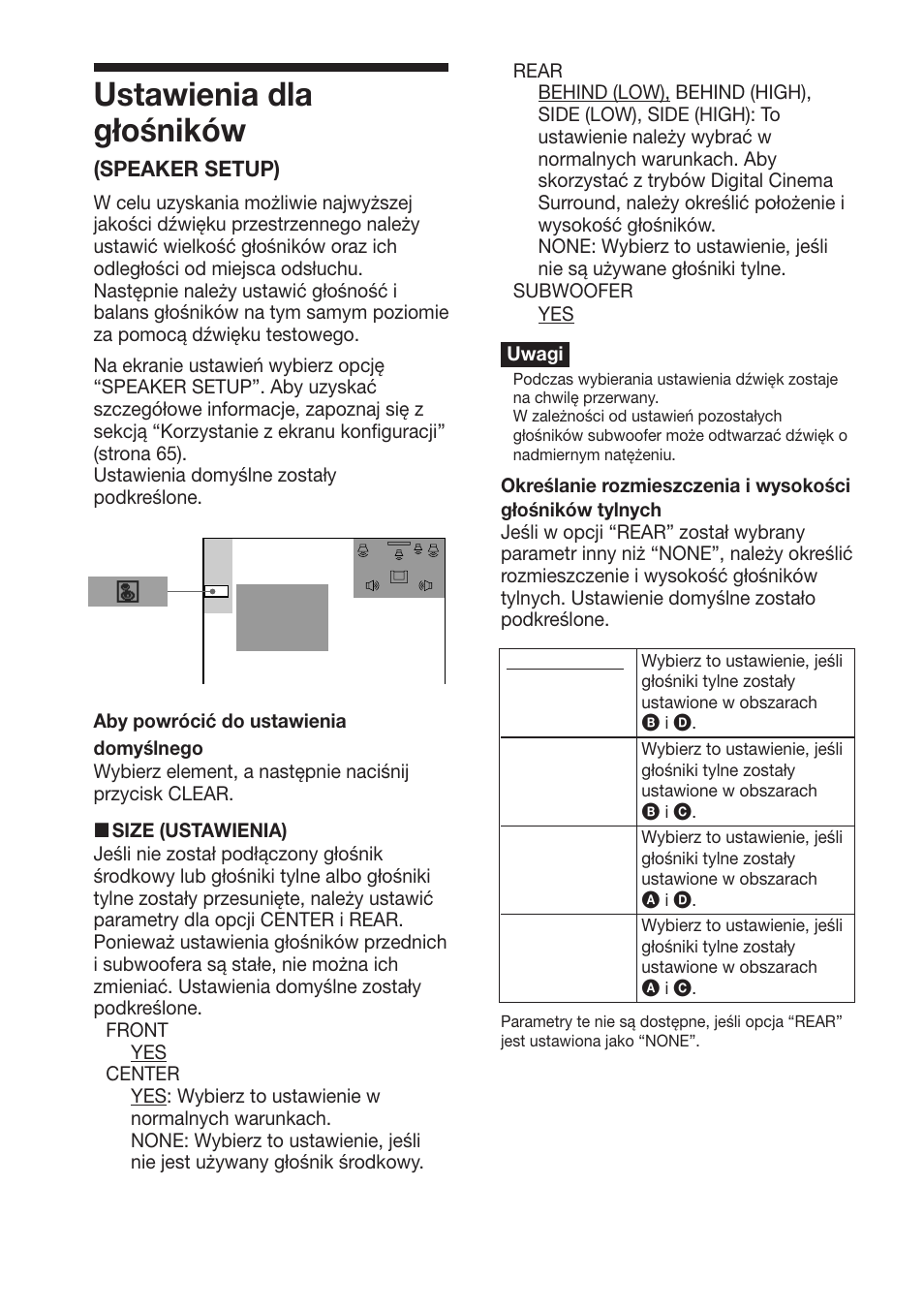 Ustawienia dla głośników, Speaker setup) | Sony DAV-S888 User Manual | Page 500 / 516
