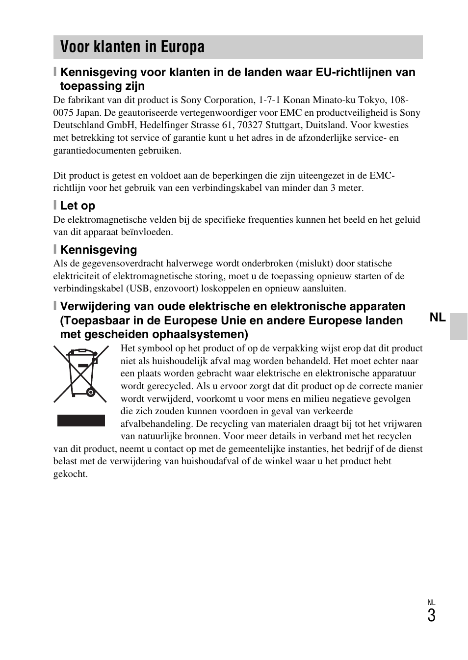 Voor klanten in europa | Sony DSC-W360 User Manual | Page 167 / 516