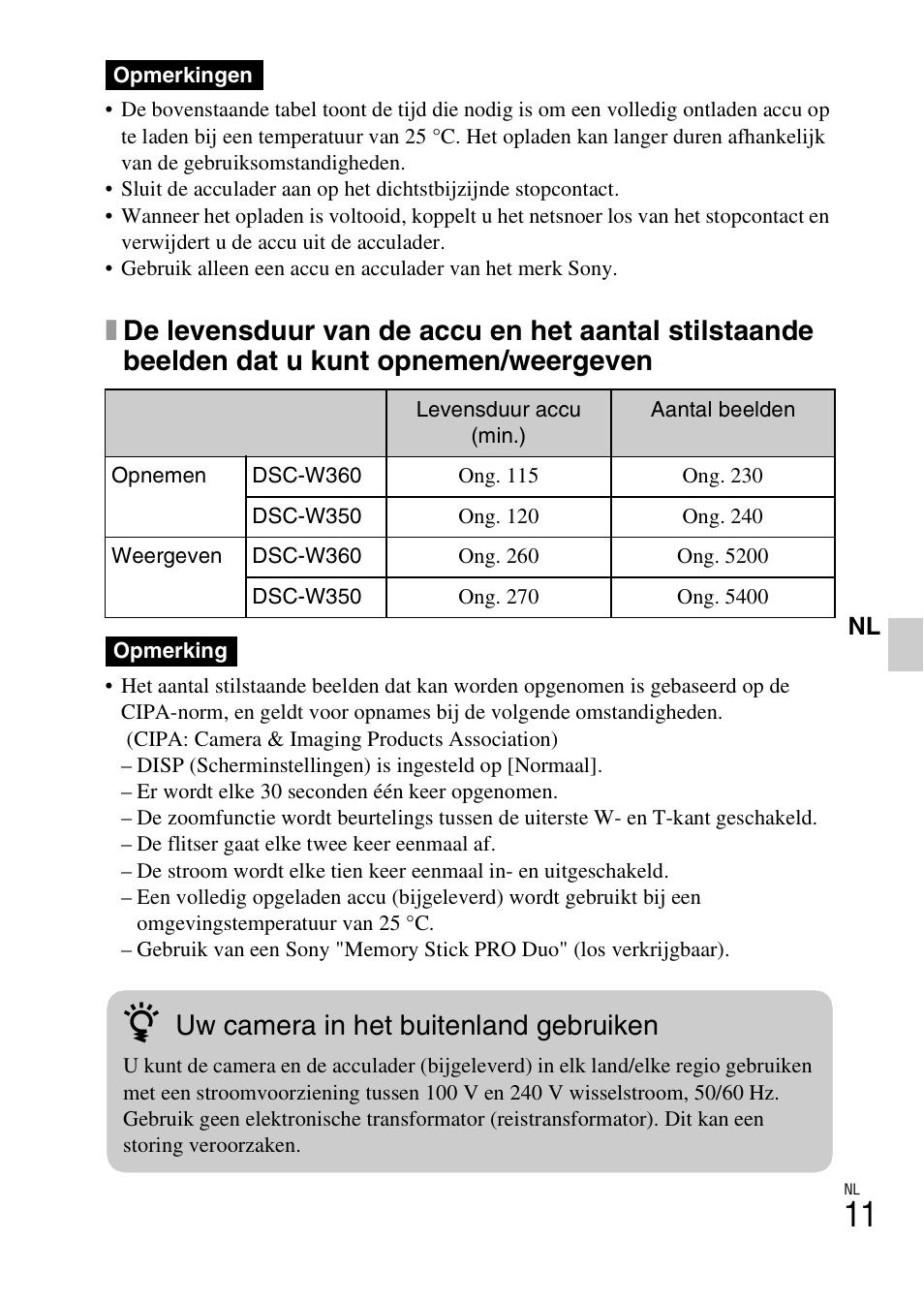 Uw camera in het buitenland gebruiken | Sony DSC-W360 User Manual | Page 175 / 516