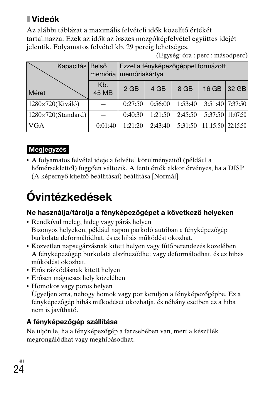 Óvintézkedések, Xvideók | Sony DSC-W360 User Manual | Page 268 / 516