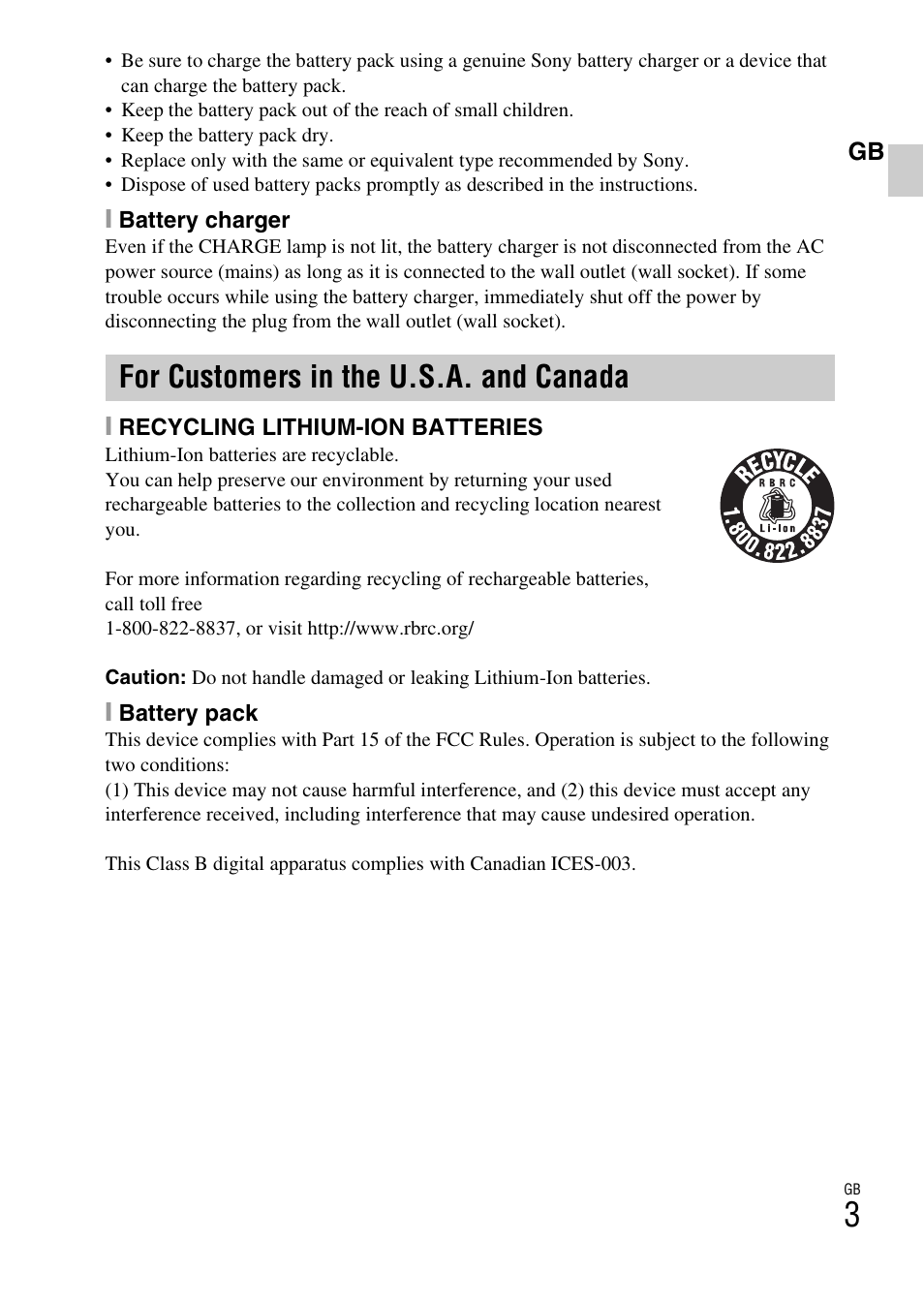 For customers in the u.s.a. and canada | Sony DSC-W360 User Manual | Page 3 / 516