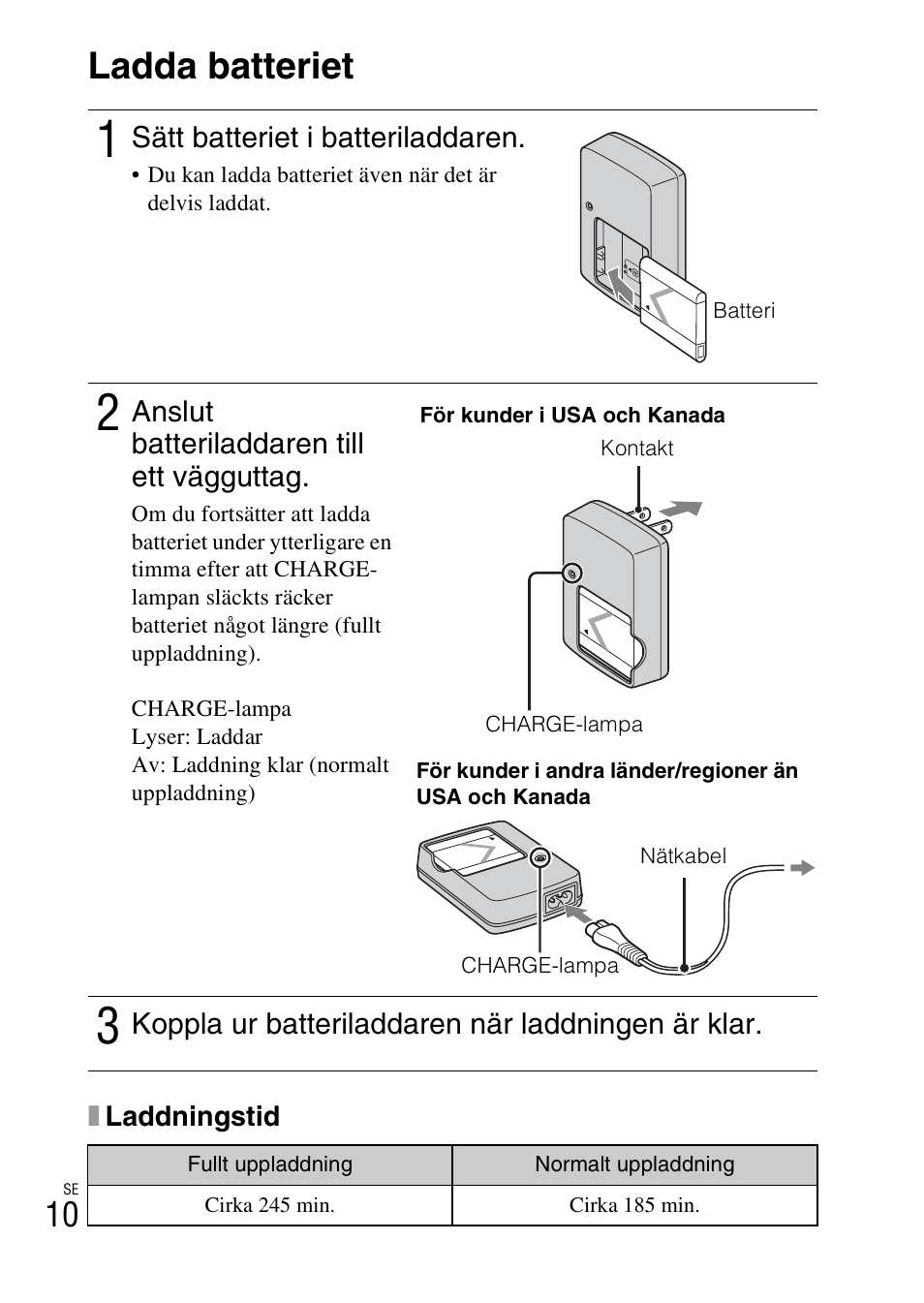 Ladda batteriet | Sony DSC-W360 User Manual | Page 308 / 516