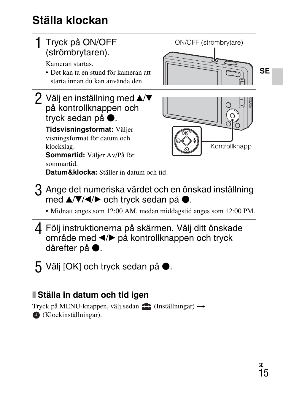 Ställa klockan | Sony DSC-W360 User Manual | Page 313 / 516