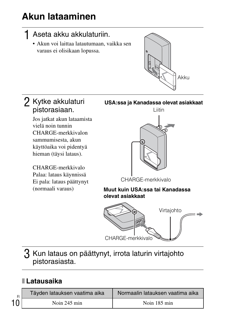 Akun lataaminen | Sony DSC-W360 User Manual | Page 334 / 516