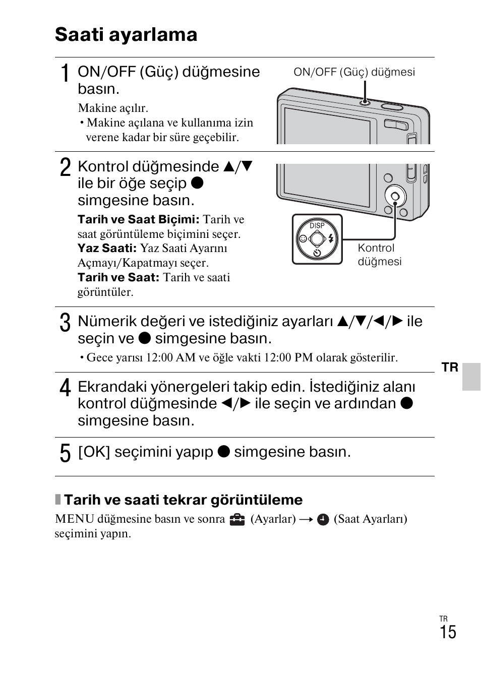 Saati ayarlama | Sony DSC-W360 User Manual | Page 469 / 516