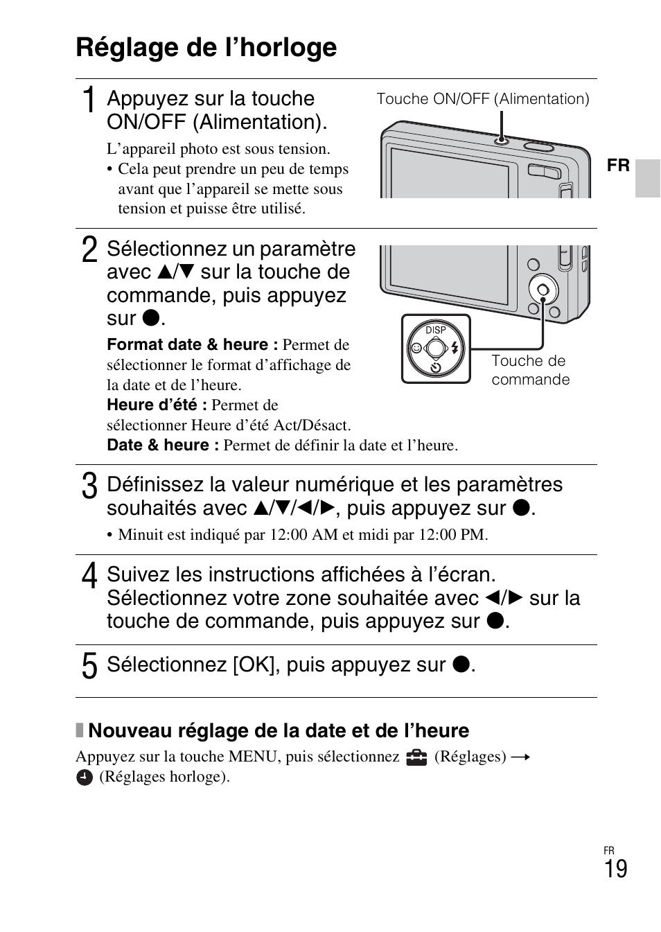 Réglage de l’horloge | Sony DSC-W360 User Manual | Page 47 / 516