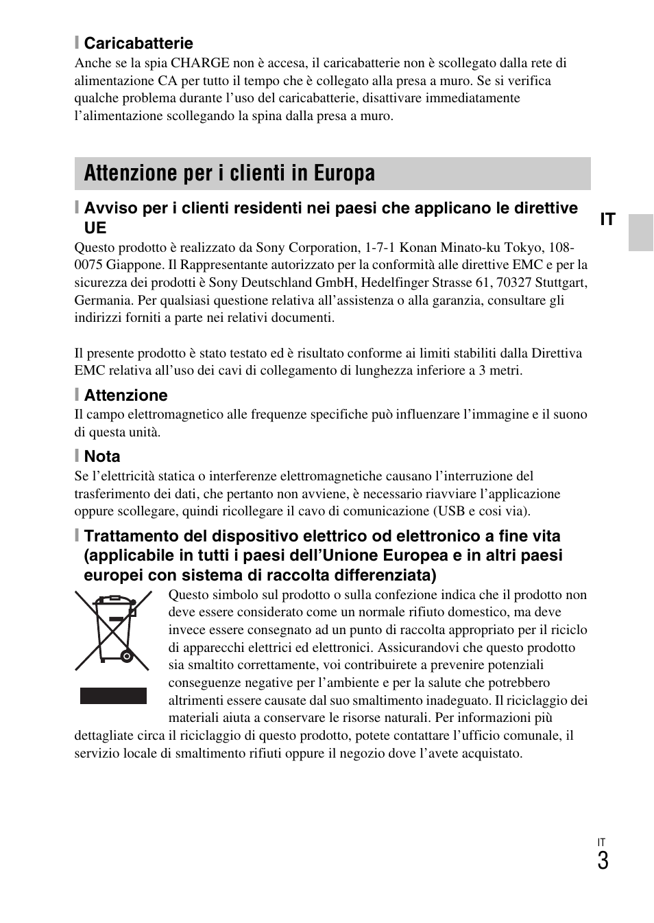 Attenzione per i clienti in europa | Sony DSC-W360 User Manual | Page 61 / 516