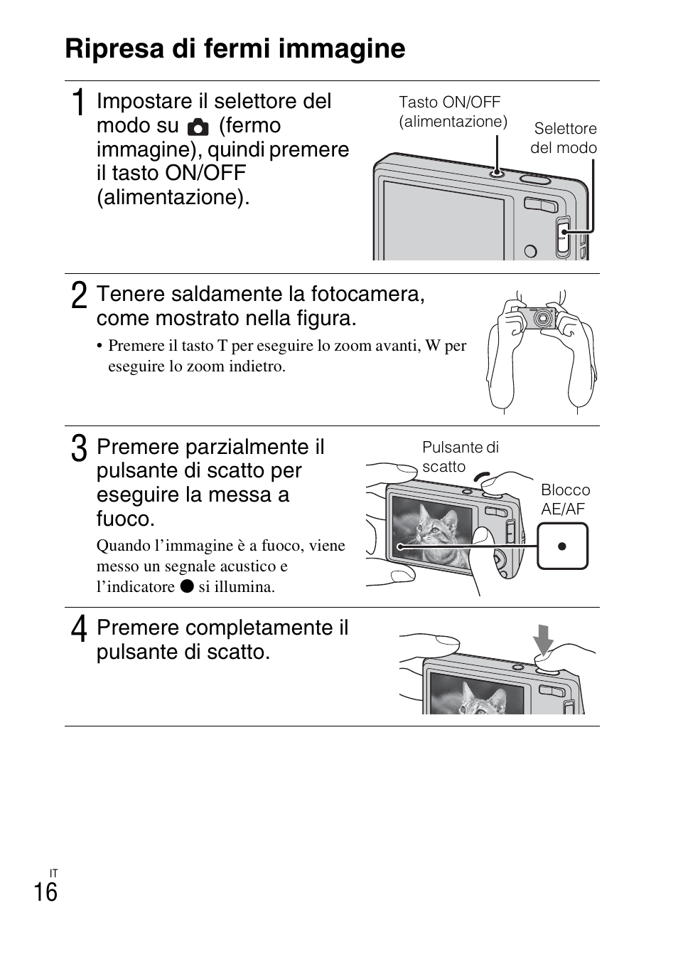 Ripresa di fermi immagine | Sony DSC-W360 User Manual | Page 74 / 516