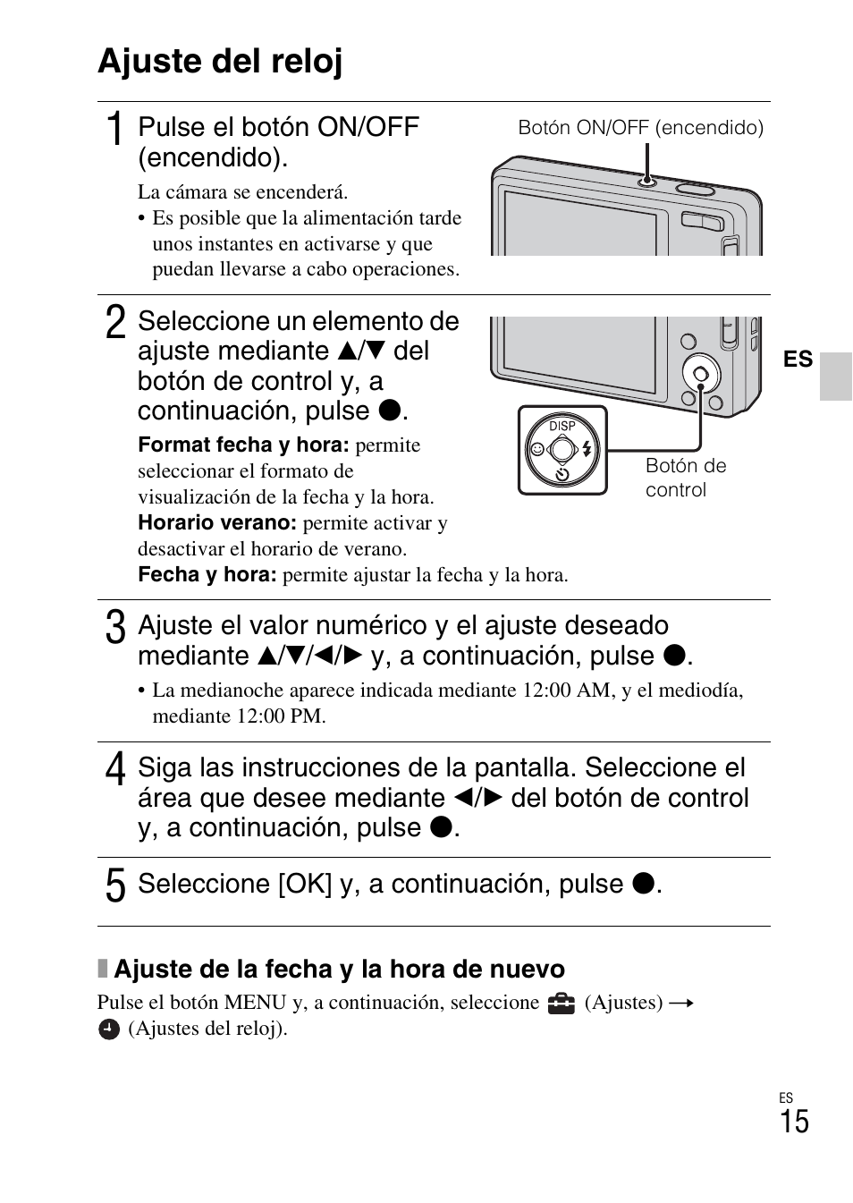 Ajuste del reloj | Sony DSC-W360 User Manual | Page 99 / 516