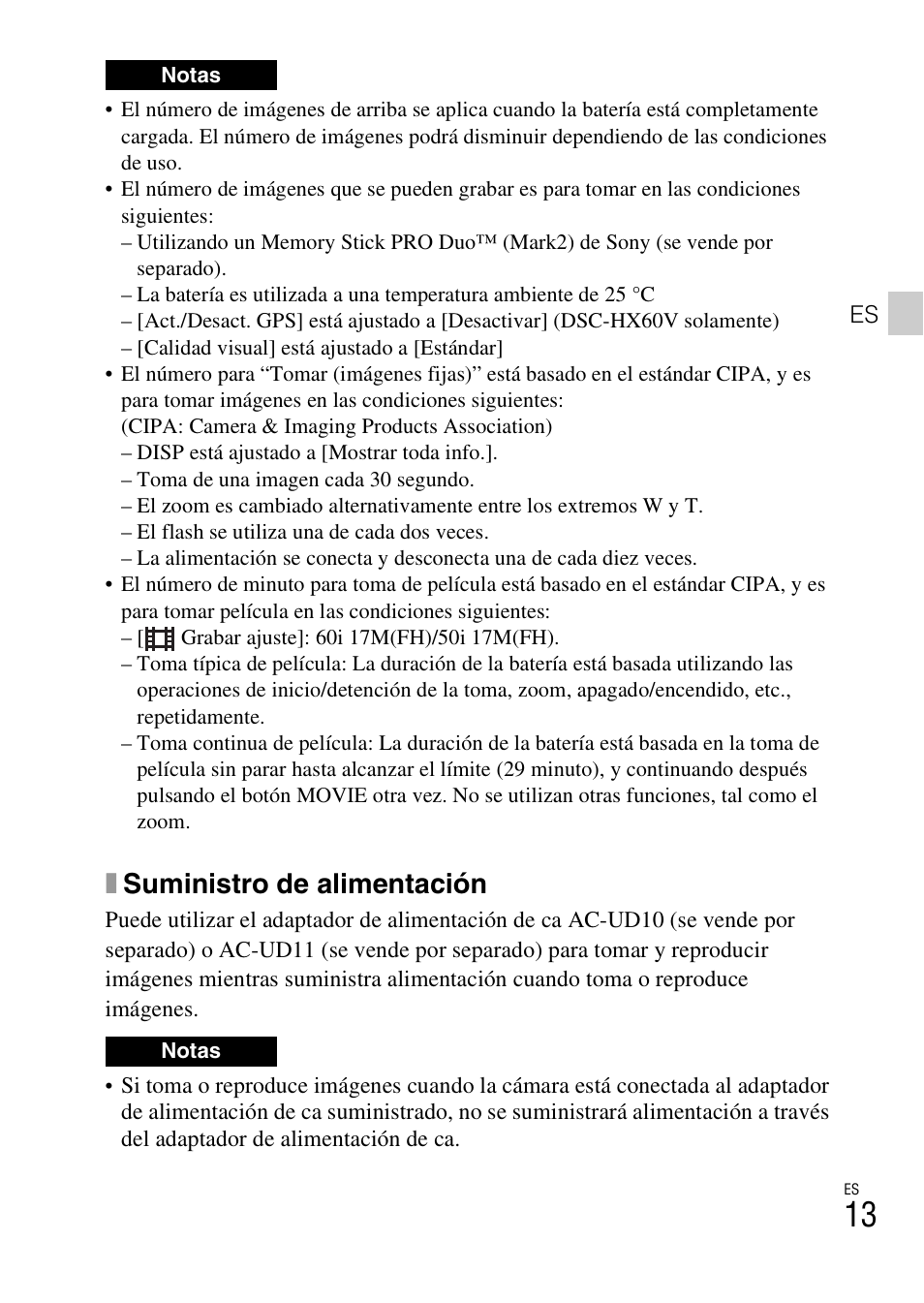 Xsuministro de alimentación | Sony DSC-HX60V User Manual | Page 121 / 507