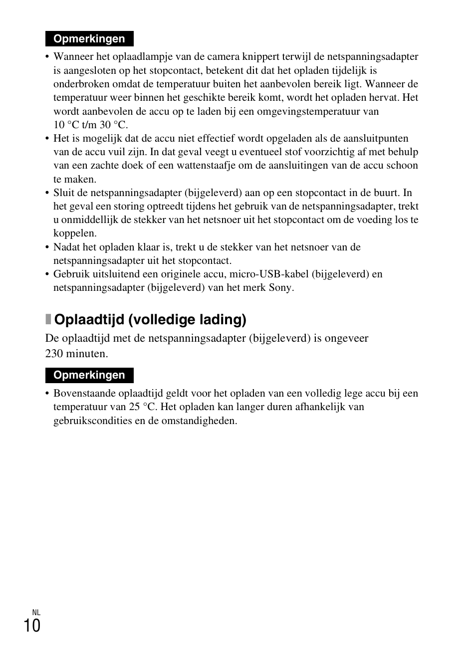 Xoplaadtijd (volledige lading) | Sony DSC-HX60V User Manual | Page 218 / 507