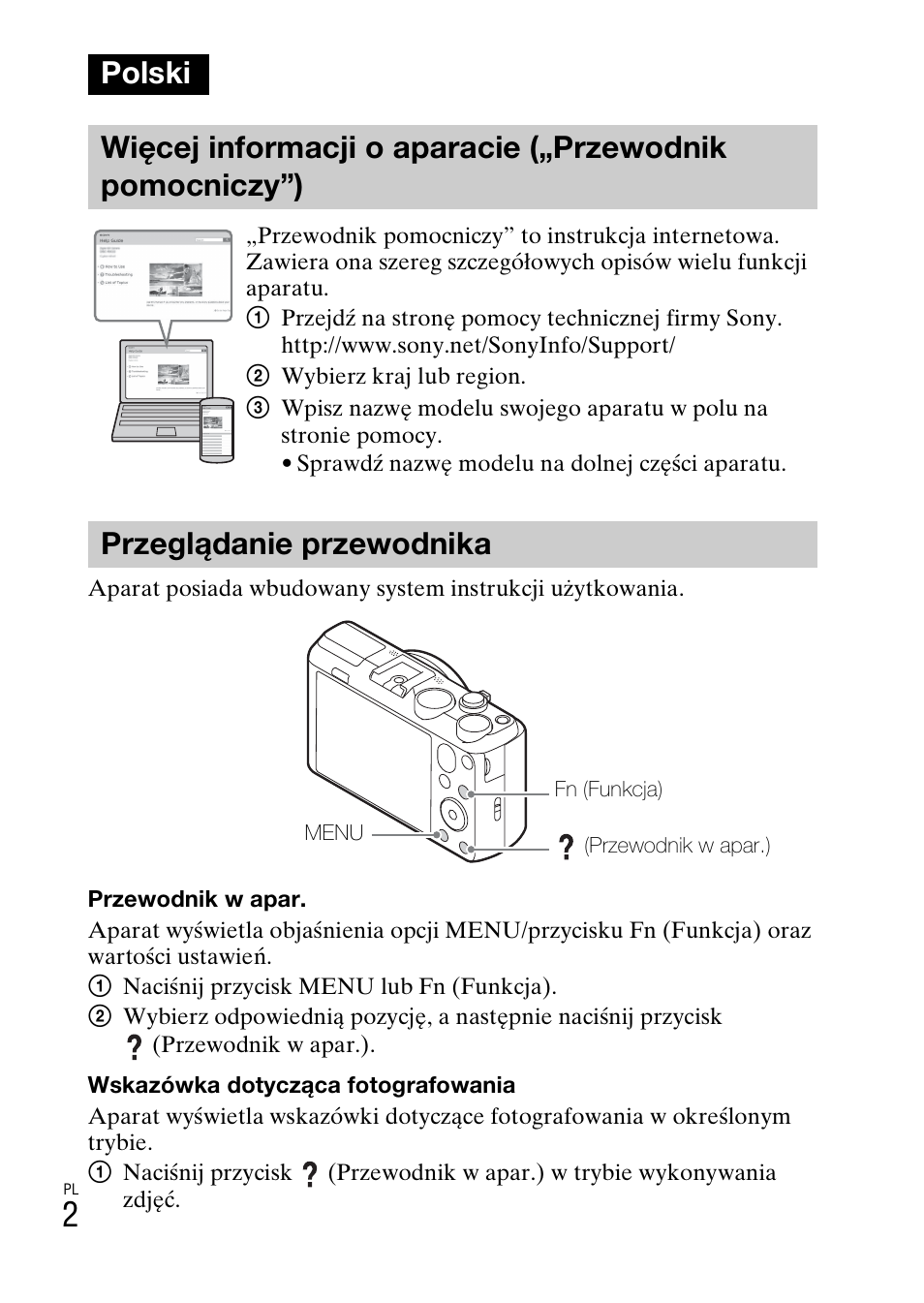 Polski, Przeglądanie przewodnika | Sony DSC-HX60V User Manual | Page 244 / 507