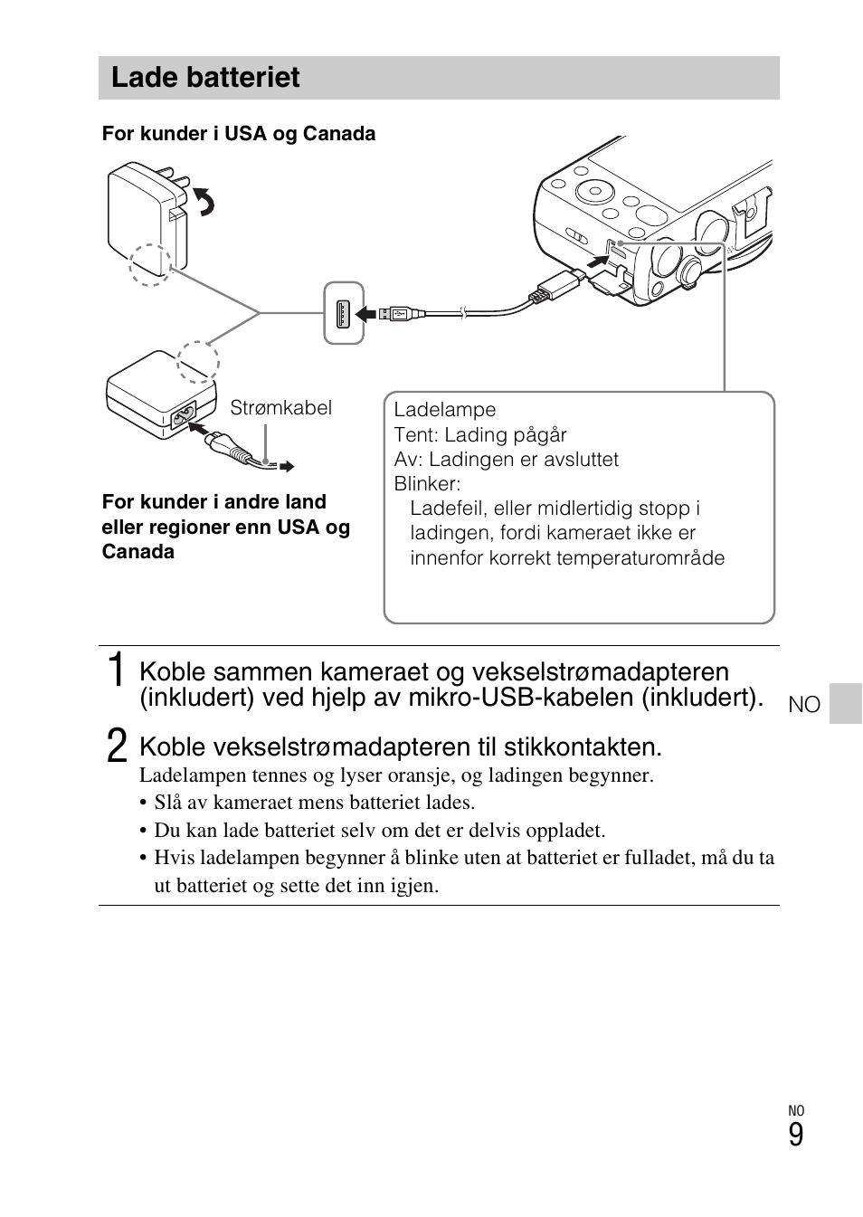 Lade batteriet | Sony DSC-HX60V User Manual | Page 449 / 507