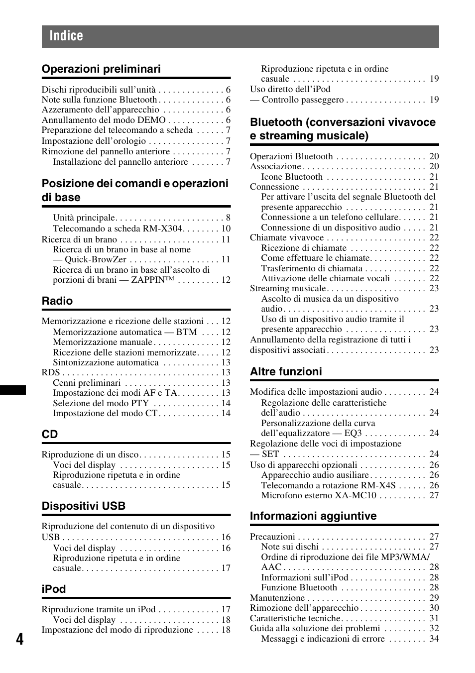 Indice | Sony MEX-BT4700U User Manual | Page 104 / 172