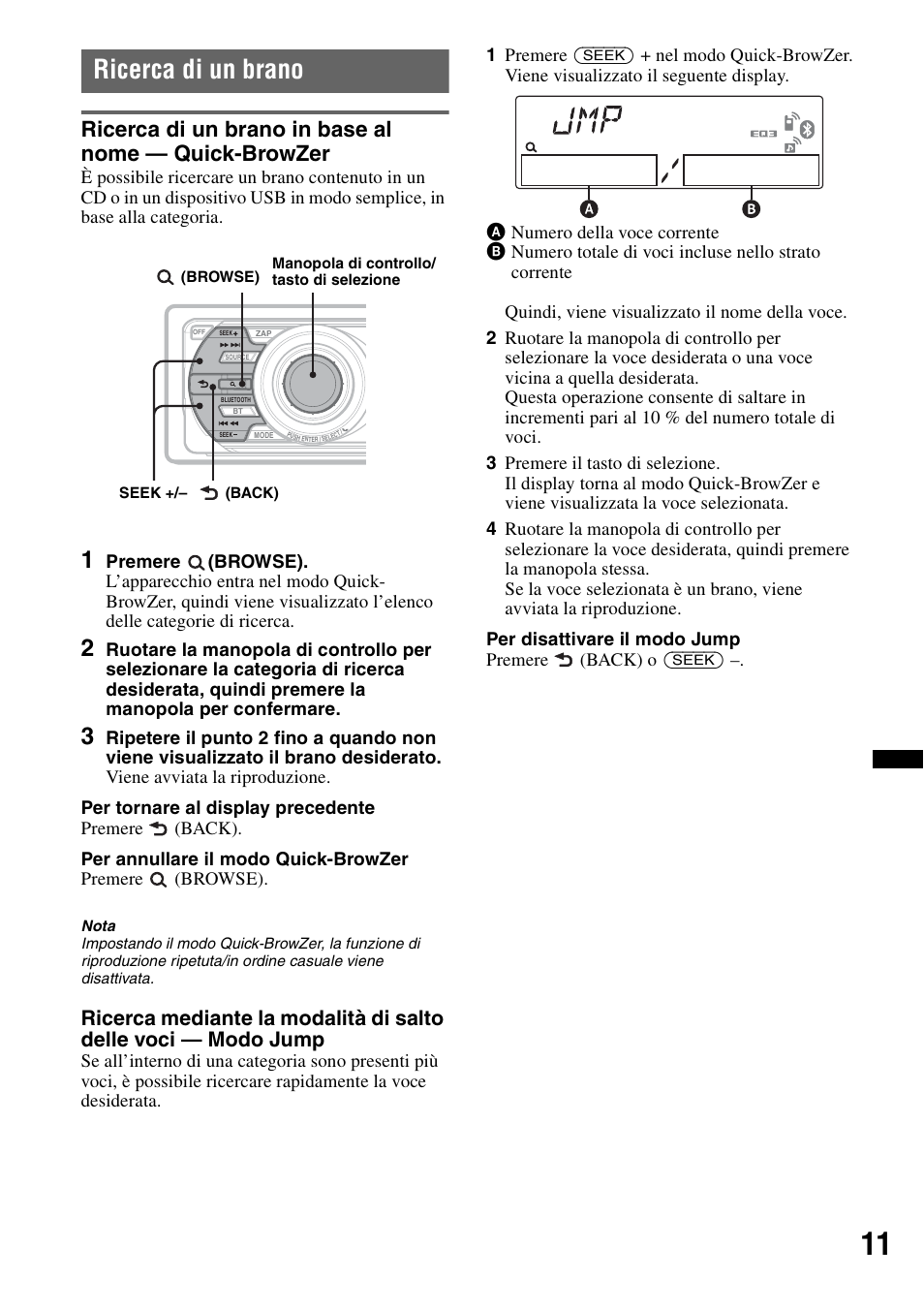 Ricerca di un brano | Sony MEX-BT4700U User Manual | Page 111 / 172